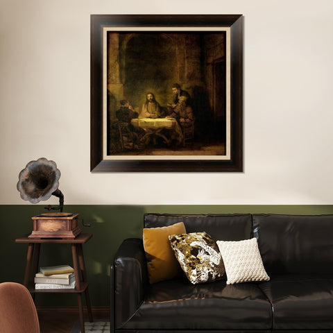 INVIN ART Framed Canvas Art Giclee Print the Supper at Emmaus by Rembrandt Harmenszoon van Rijn Wall Art Living Room Home Office Decorations