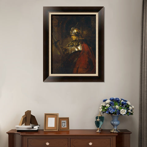 INVIN ART Framed Canvas Art Giclee Print A Man in Armour by Rembrandt Harmenszoon van Rijn Wall Art Living Room Home Office Decorations