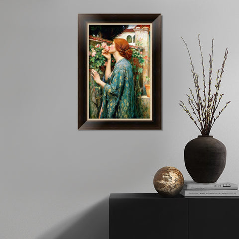 INVIN ART Framed Canvas Art Giclee Print The Soul of The Rose, 1908 by John William Waterhouse Wall Art Living Room Home Office Decorations