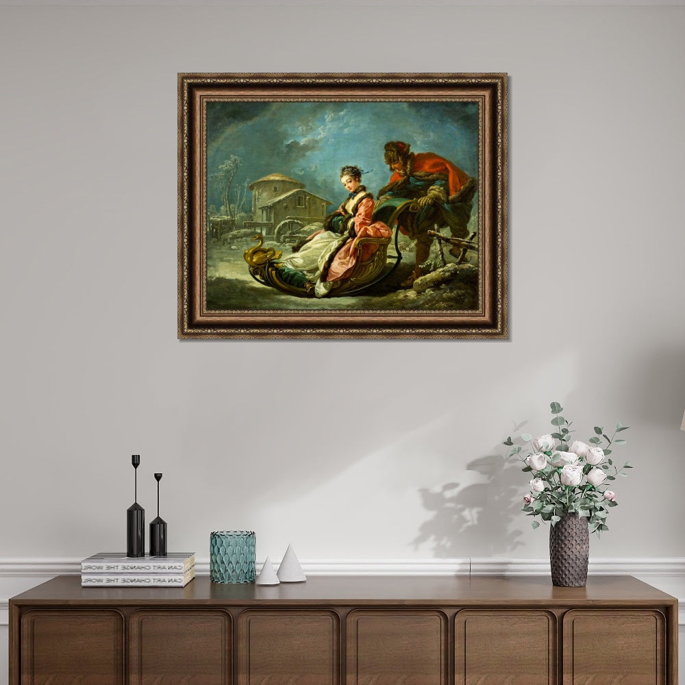 INVIN ART Framed Canvas Art Giclee Print Winter anagoria by Francois Boucher Wall Art Living Room Home Office Decorations