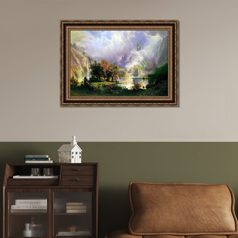 INVIN ART Framed Canvas Art Giclee Print Rocky Mountain Landscape by Albert Bierstadt Wall Art