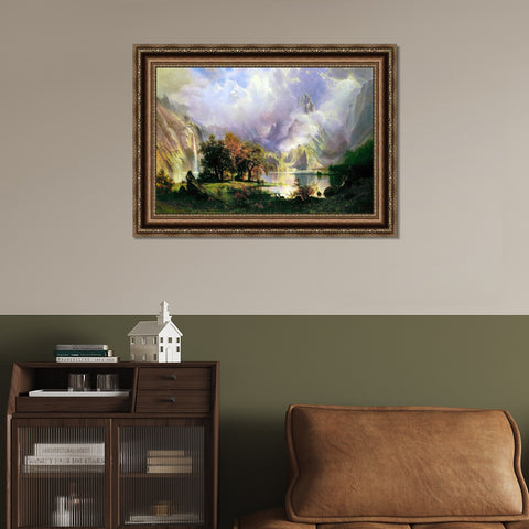 INVIN ART Framed Canvas Art Giclee Print Rocky Mountain Landscape by Albert Bierstadt Wall Art Living Room Home Office Decorations