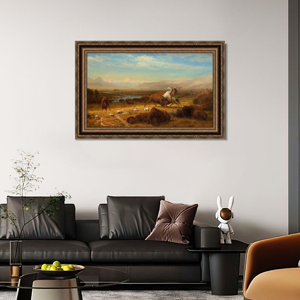 INVIN ART Framed Canvas Art Giclee Print The Last Of The Buffalo by Albert Bierstadt Wall Art