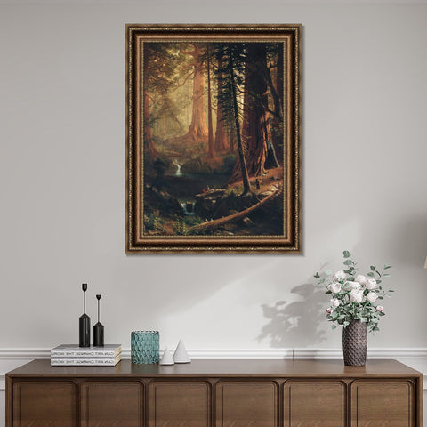INVIN ART Framed Canvas Art Giclee Print Giant Redwood Trees of California 1874 by Albert Bierstadt Wall Art Living Room Home Office Decorations