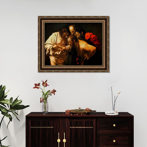 INVIN ART Framed Canvas Art Giclee Print The Incredulity of Saint Thomas by Michelangelo Merisi da Caravaggio Wall Art Living Room Home Office Decorations