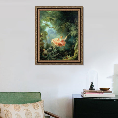 INVIN ART Framed Canvas Art Giclee Print The Swing by Jean Honore Fragonard Wall Art Living Room Home Office Decorations