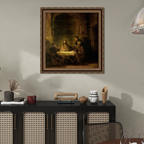INVIN ART Framed Canvas Art Giclee Print the Supper at Emmaus by Rembrandt Harmenszoon van Rijn Wall Art Living Room Home Office Decorations