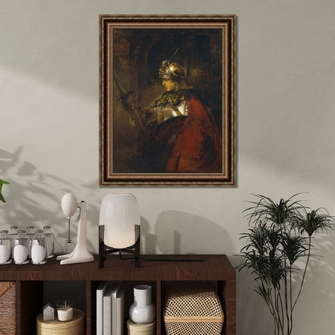 INVIN ART Framed Canvas Art Giclee Print A Man in Armour by Rembrandt Harmenszoon van Rijn Wall Art Living Room Home Office Decorations
