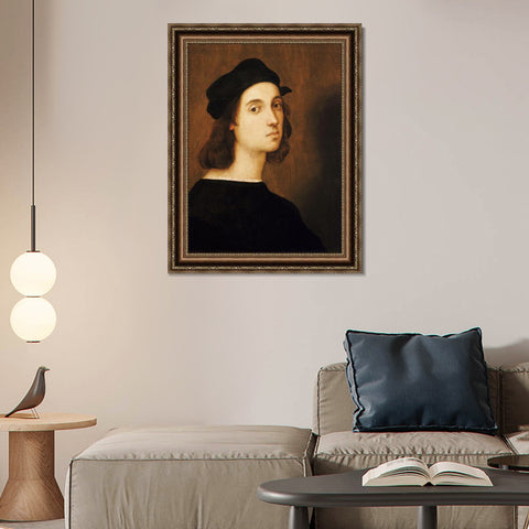 INVIN ART Framed Canvas Art Giclee Print Portrait of Raffaello Sanzio by Raphael/Raffaello Sanzio Wall Art Living Room Home Office Decorations
