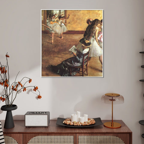 INVIN ART Framed Canvas Giclee Print Art Ballet Class by Edgar Degas Wall Art Living Room Home Office Decorations