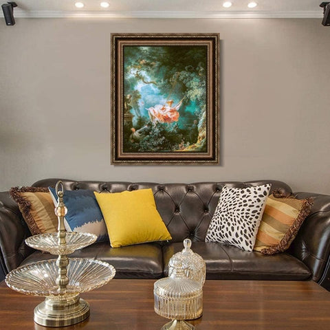 INVIN ART Framed Canvas Art Giclee Print The Swing by Jean Honore Fragonard Wall Art Living Room Home Office Decorations