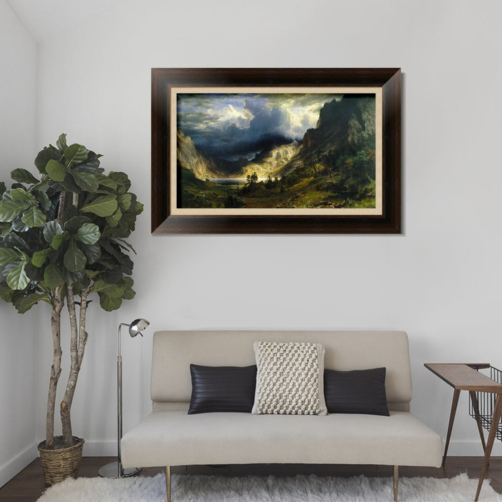 INVIN ART Framed Canvas Art Giclee Print A Storm in the Rocky Mountains by Albert Bierstadt Wall Art Living Room Home Office Decorations
