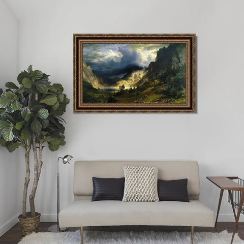 INVIN ART Framed Canvas Art Giclee Print A Storm in the Rocky Mountains by Albert Bierstadt Wall Art Living Room Home Office Decorations