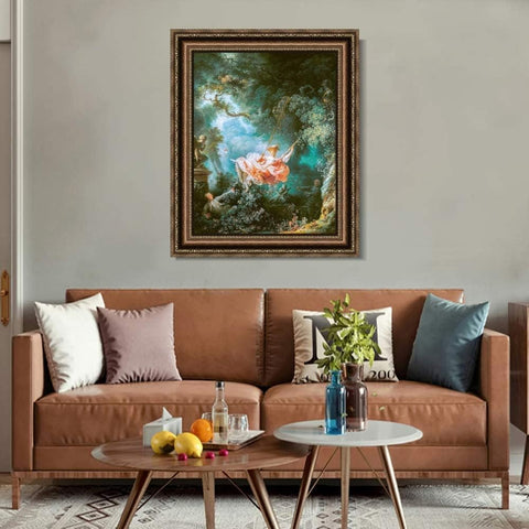 INVIN ART Framed Canvas Art Giclee Print The Swing by Jean Honore Fragonard Wall Art Living Room Home Office Decorations