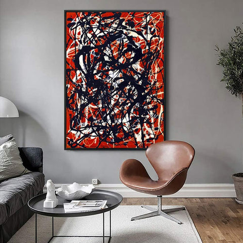 INVIN ART Framed Canvas Giclee Print Art Free Form by Jackson Pollock Abstract Wall Art Living Room Home Office Decorations