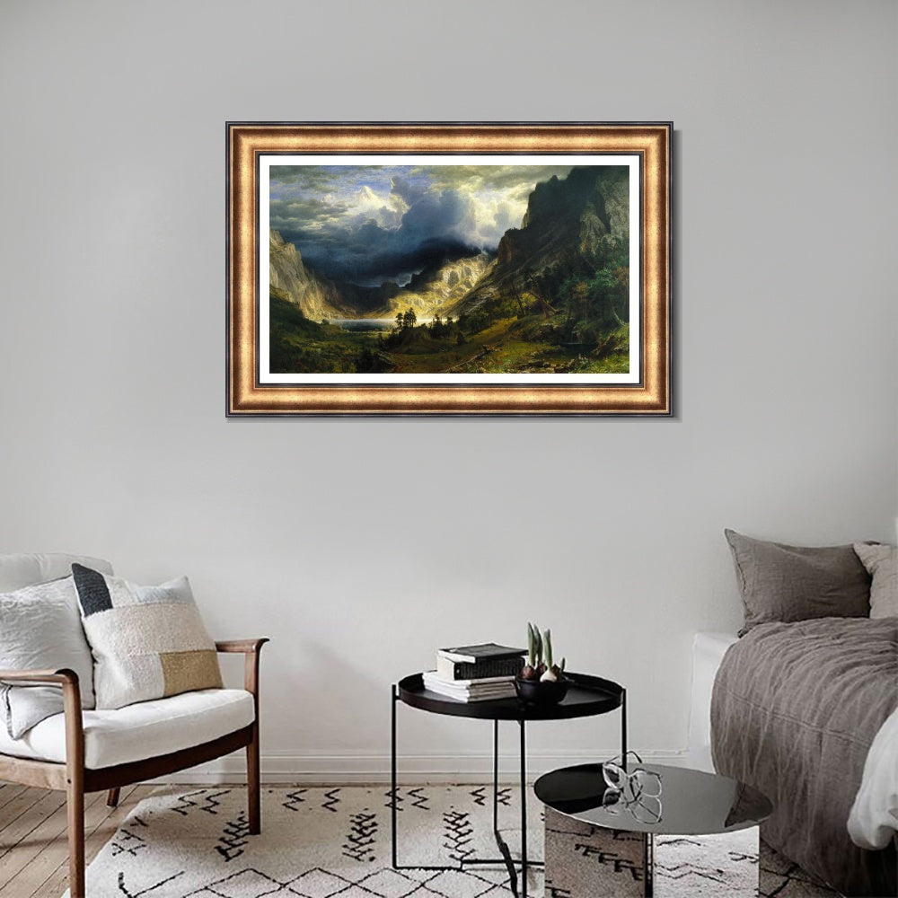 INVIN ART Framed Canvas Art Giclee Print A Storm in the Rocky Mountains by Albert Bierstadt Wall Art Living Room Home Office Decorations