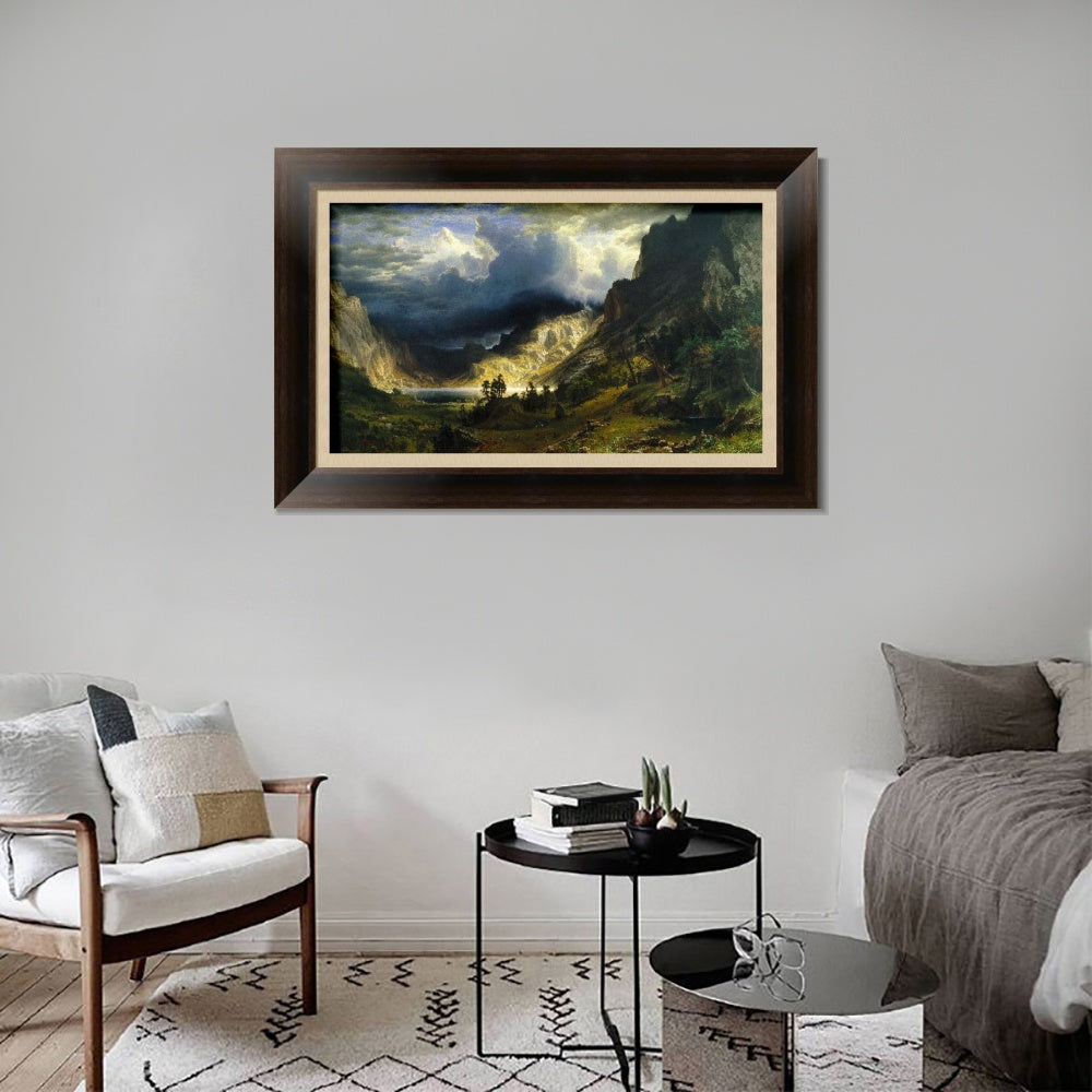 INVIN ART Framed Canvas Art Giclee Print A Storm in the Rocky Mountains by Albert Bierstadt Wall Art Living Room Home Office Decorations