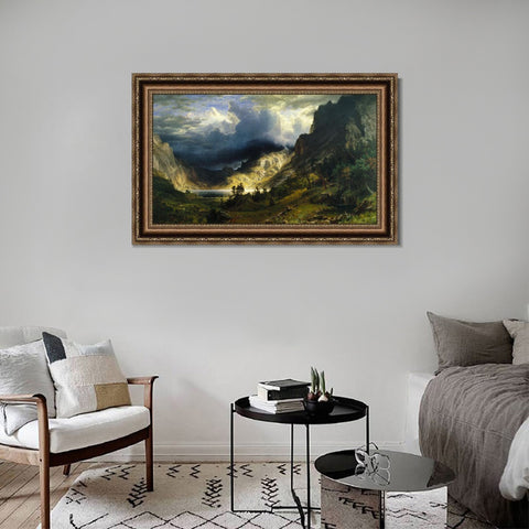 INVIN ART Framed Canvas Art Giclee Print A Storm in the Rocky Mountains by Albert Bierstadt Wall Art Living Room Home Office Decorations