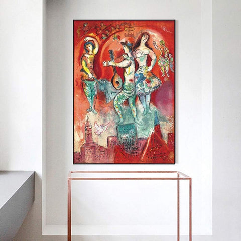 INVIN ART Framed Canvas Giclee Print Art Carmen by Marc Chagall Wall Art
