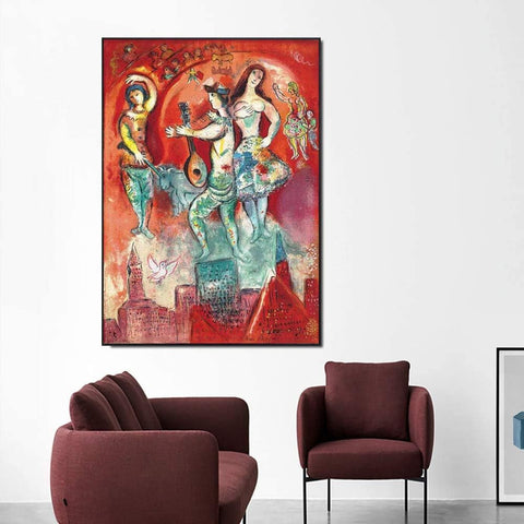 INVIN ART Framed Canvas Giclee Print Art Carmen by Marc Chagall Wall Art