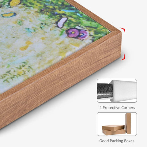 INVIN ART Framed Canvas Giclee Print Art Beech Grove by Gustav Klimt Wall Art Living Room Home Office Decorations