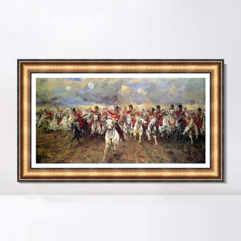 INVIN ART Framed Canvas Giclee Print Scotland Forever by Elizabeth Southerden Thompson Lady Butler Wall Art Living Room Home Office Decorations(European Retro Golden Frame with Linen Liner,24"x40")