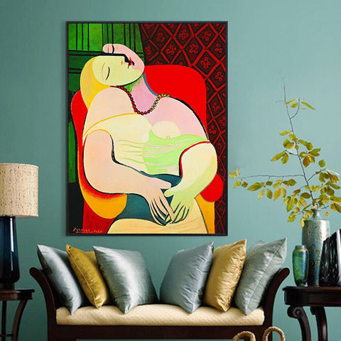 INVIN ART Framed Canvas Giclee Print Art Dream by Pablo Picasso Wall Art