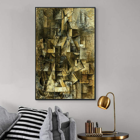 INVIN ART Framed Canvas Giclee Print Art Ma Jolie by Pablo Picasso Wall Art Living Room Home Office Decorations