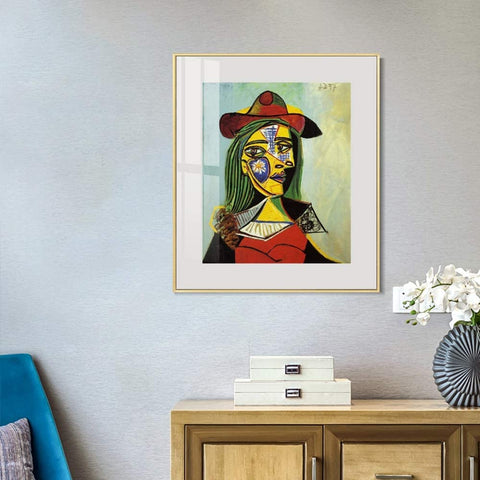 INVIN ART Framed Canvas Giclee Print Art 1937 Femme au chapeau et col en fourrure by Pablo Picasso Wall Art Living Room Home Office Decorations