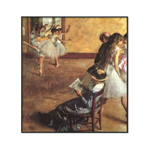 INVIN ART Framed Canvas Giclee Print Art Ballet Class by Edgar Degas Wall Art Living Room Home Office Decorations