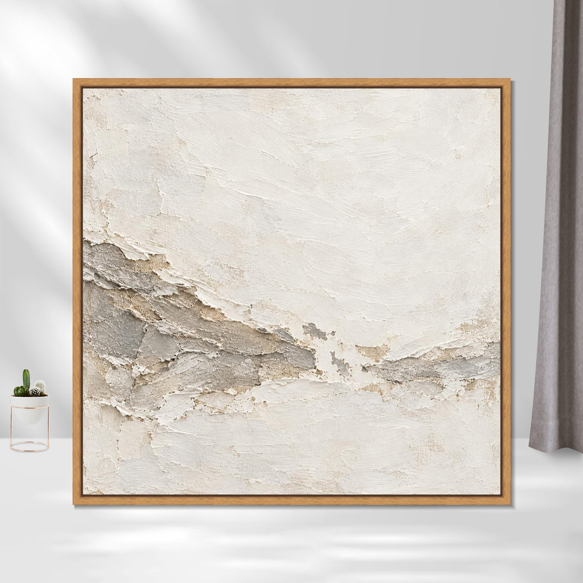 INVIN ART Framed Canvas 100% Handpainted Oil Painting Chalk Tidemark Wall Art