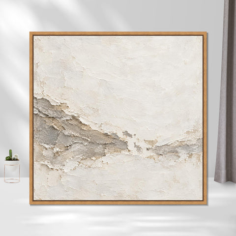 INVIN ART Framed Canvas 100% Handpainted Oil Painting Chalk Tidemark Wall Art