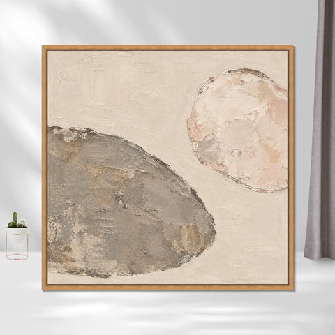 INVIN ART Framed Canvas 100% Handpainted Oil Painting Between Two Stones Wall Art