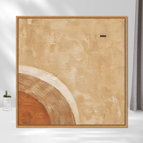 INVIN ART Framed Canvas 100% Handpainted Oil Painting Ochre Curves Wall Art