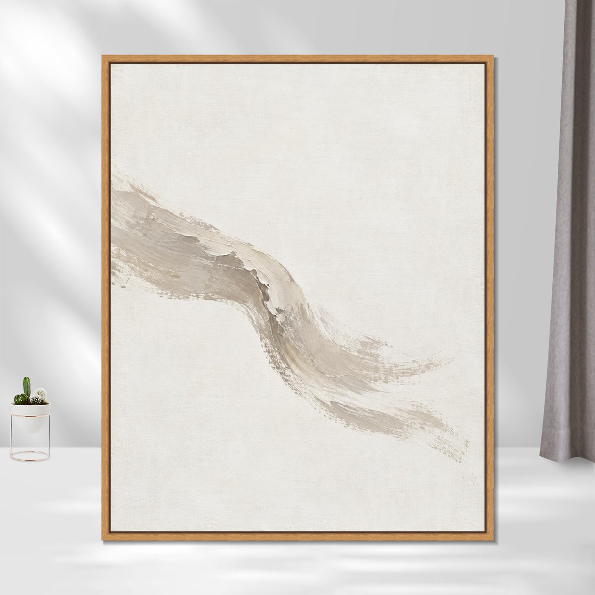 INVIN ART Framed Canvas 100% Handpainted Oil Painting Wind Across Linen Wall Art