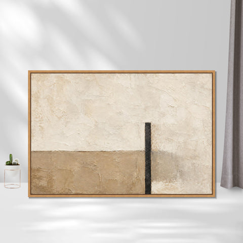 INVIN ART Framed Canvas 100% Handpainted Oil Painting Black Pillar at the Horizon Wall Art