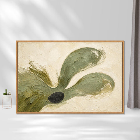 INVIN ART Framed Canvas 100% Handpainted Oil Painting Olive Petal Flow Wall Art