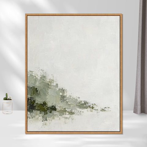 INVIN ART Framed Canvas 100% Handpainted Oil Painting Slow-Growing Moss Wall Art