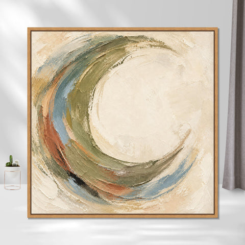 INVIN ART Framed Canvas 100% Handpainted Oil Painting Circular Current Wall Art