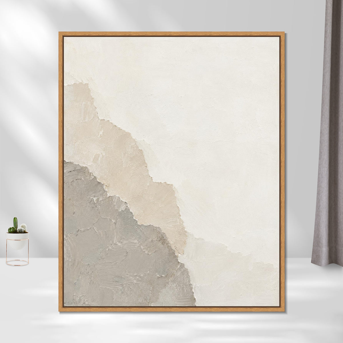 INVIN ART Framed Canvas 100% Handpainted Oil Painting Seams of Old Paper Wall Art