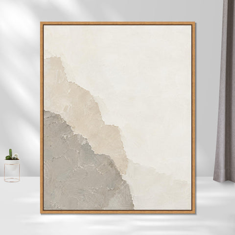 INVIN ART Framed Canvas 100% Handpainted Oil Painting Seams of Old Paper Wall Art