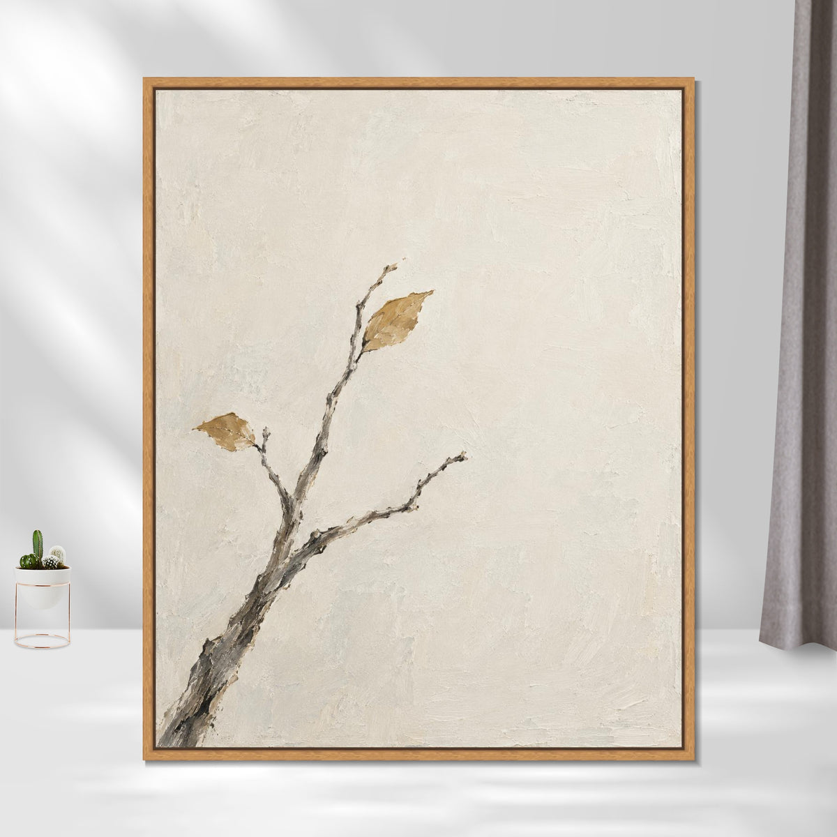 INVIN ART Framed Canvas 100% Handpainted Oil Painting Branch in Open Space Wall Art