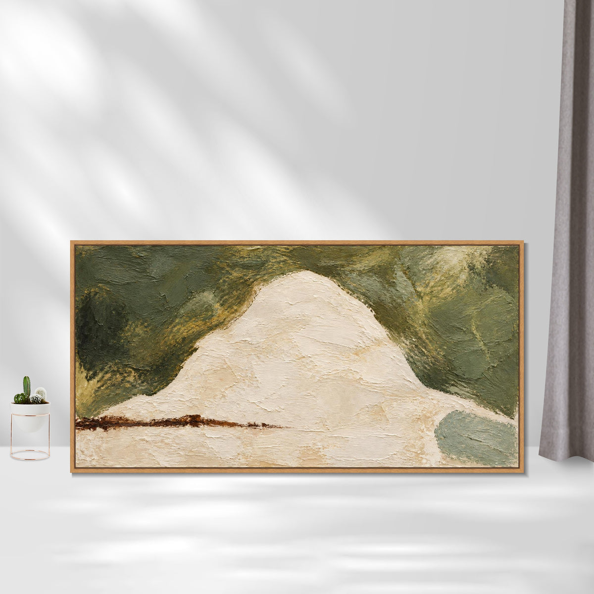 INVIN ART Framed Canvas 100% Handpainted Oil Painting Pale Hill Wall Art