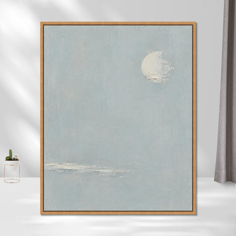 INVIN ART Framed Canvas 100% Handpainted Oil Painting Moon Above the Shallows Wall Art