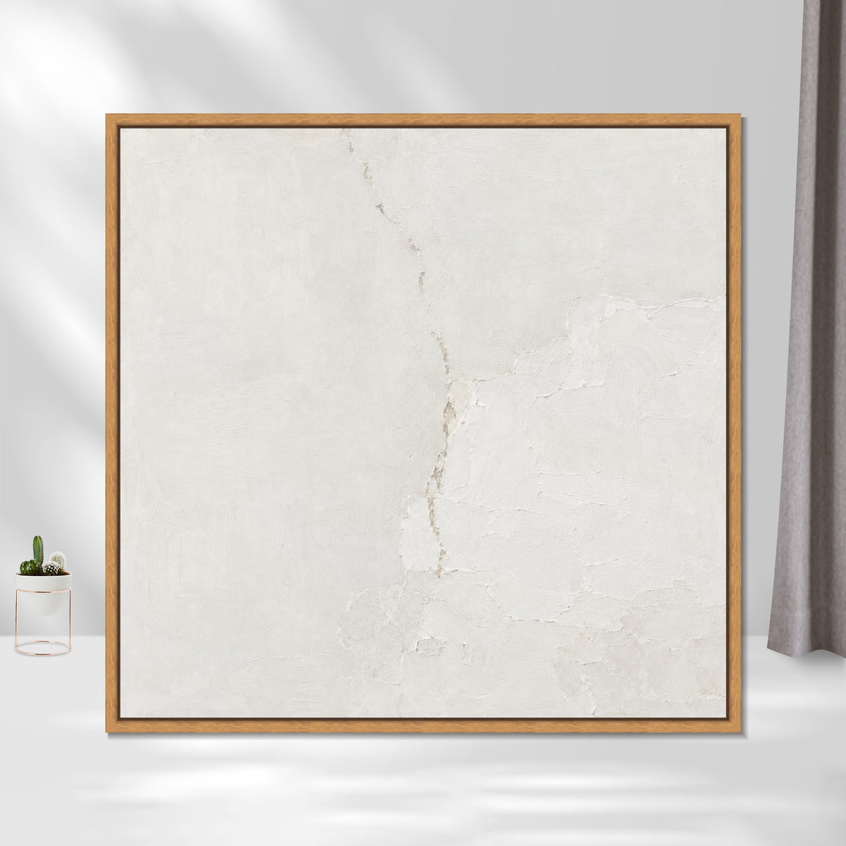 INVIN ART Framed Canvas 100% Handpainted Oil Painting Mended White Wall Art