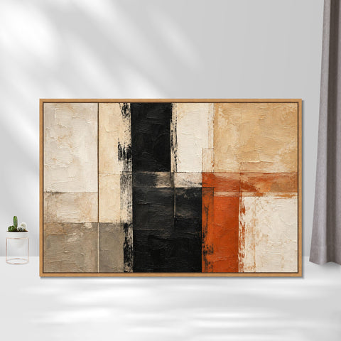 INVIN ART Framed Canvas 100% Handpainted Oil Painting Black and Rust Junction Wall Art