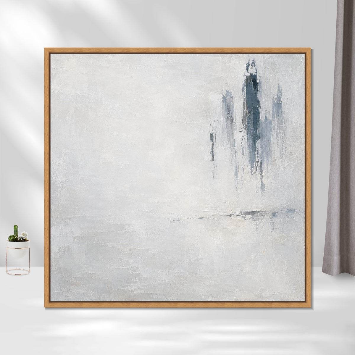 INVIN ART Framed Canvas 100% Handpainted Oil Painting Distant Rain Wall Art