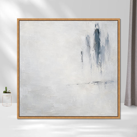 INVIN ART Framed Canvas 100% Handpainted Oil Painting Distant Rain Wall Art