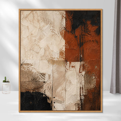 INVIN ART Framed Canvas 100% Handpainted Oil Painting Rust on a Weathered Wall Wall Art