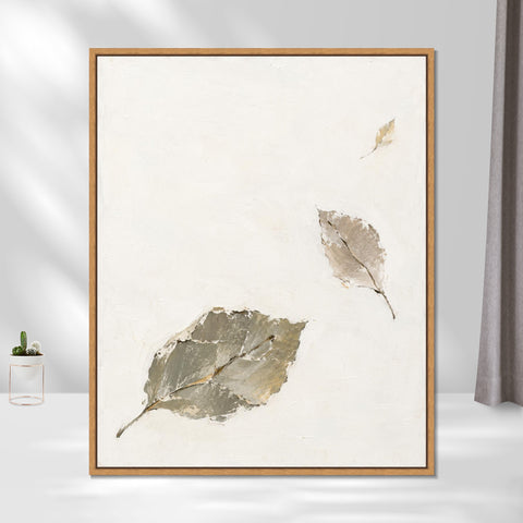 INVIN ART Framed Canvas 100% Handpainted Oil Painting Leaves Held by the Wind Wall Art